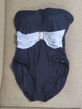 SPANX Black Strapless Swim Shapewear Piece with Accent Belt
